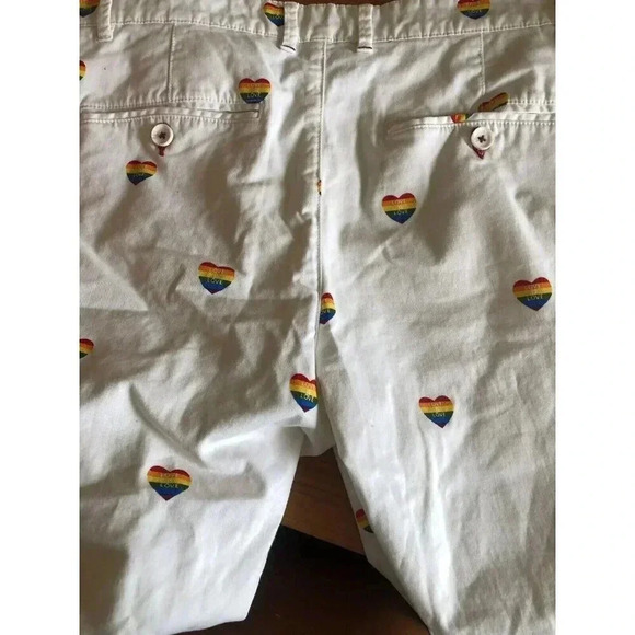 Denim & Flowers Men's rainbow pride heart shorts SZ 32 - Picture 9 of 14